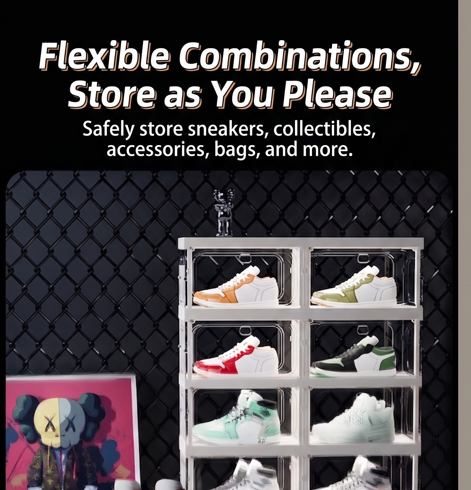 Sneaker Care Shoe Box - Large Clear Stackable Shoe Storage Boxes,