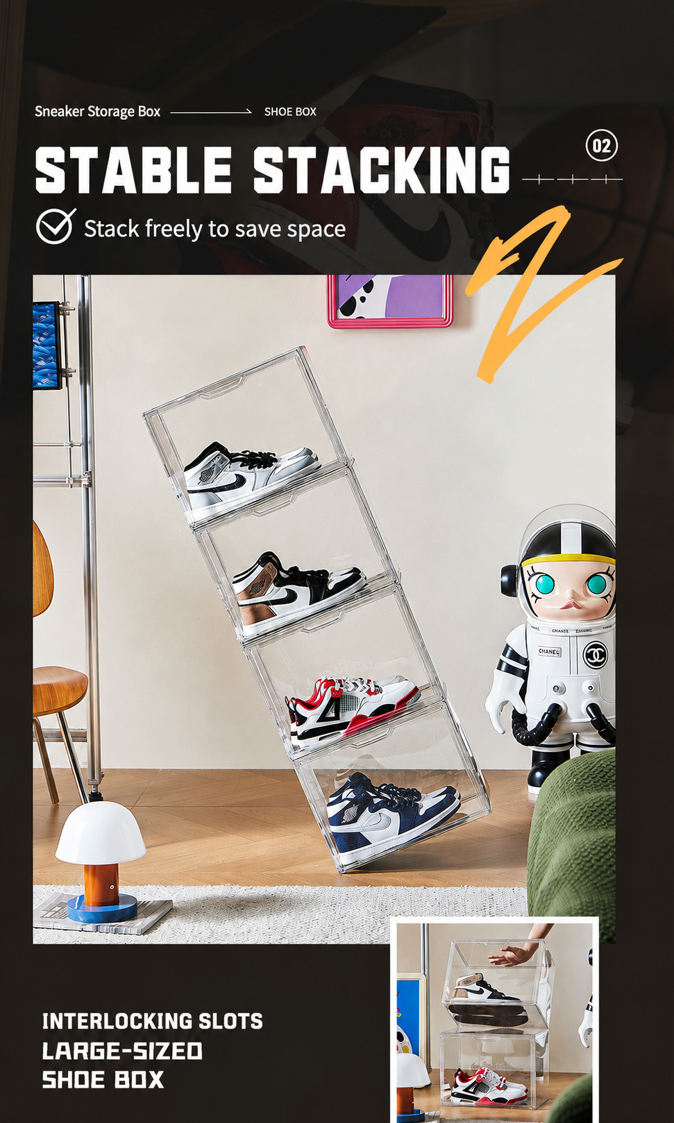 Clear Stackable Shoe Box with  - Sneaker Care Shoe Box ulasan dan harga